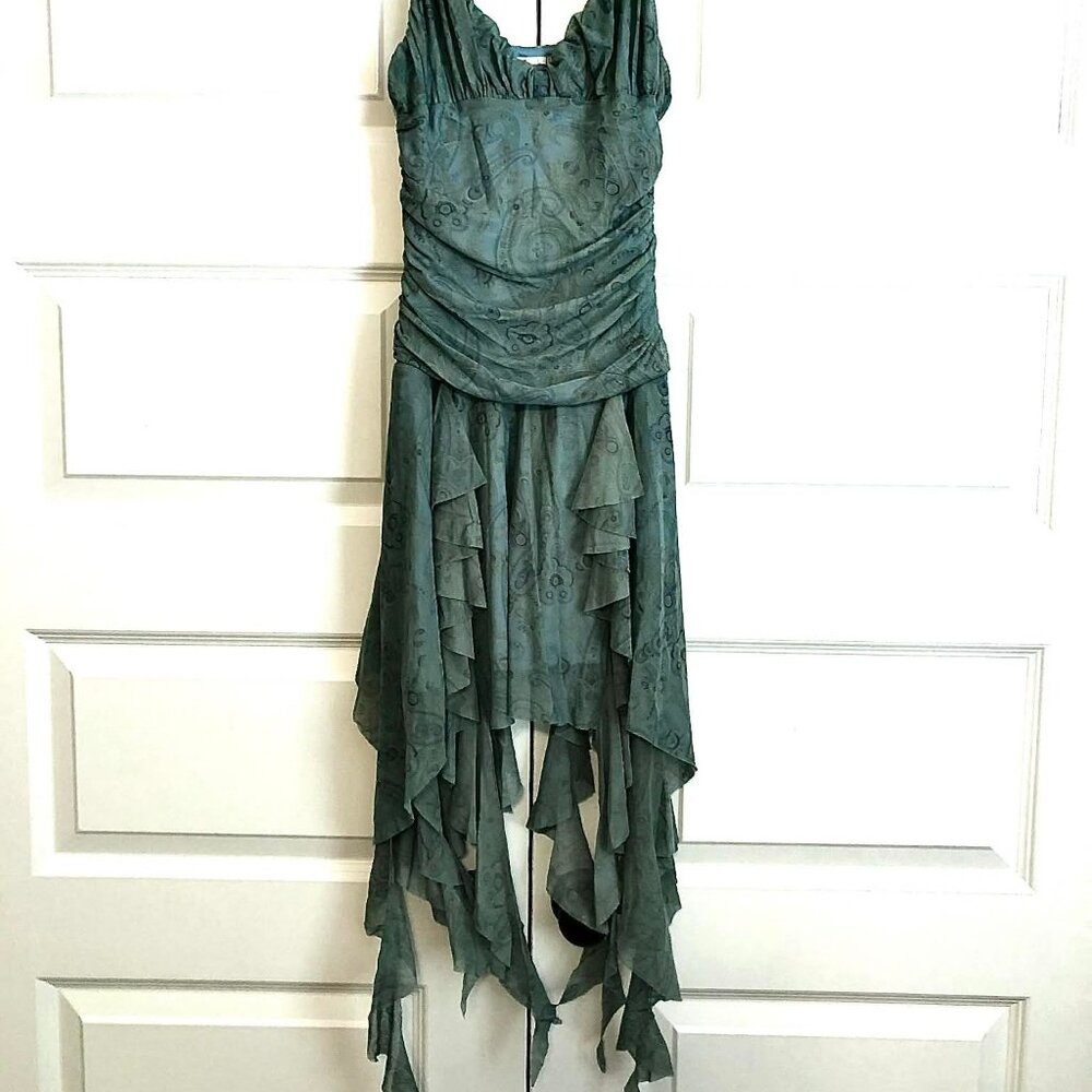 KIMCHI BLUE x Urban Outfitters Ilana Blue Ethereal Mesh Drapey Mini Dress S - Picture 9 of 12